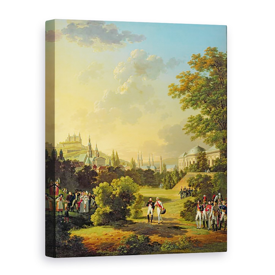 Tablou canvas - Hippolyte Lecomte - intalnire intre Napoleon I 1769-1821 si Ferdinand al III-lea 1769-1824 Mare Duce de Toscana la Wurtzburg, octombrie 1806, 75 x 100 cm
