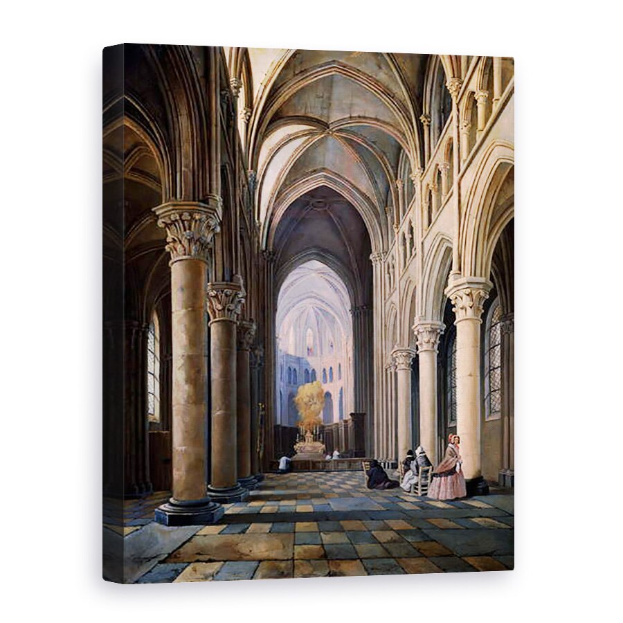 Tablou canvas - Hippolyte Joseph Cuvelier - Interiorul unei biserici, 75 x 100 cm