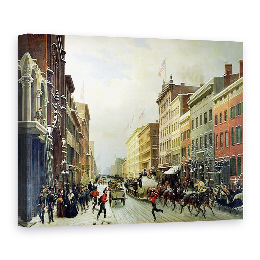 Tablou canvas - Hippolyte Victor Valentin Sebron - Street Scene in New York, 75 x 100 cm