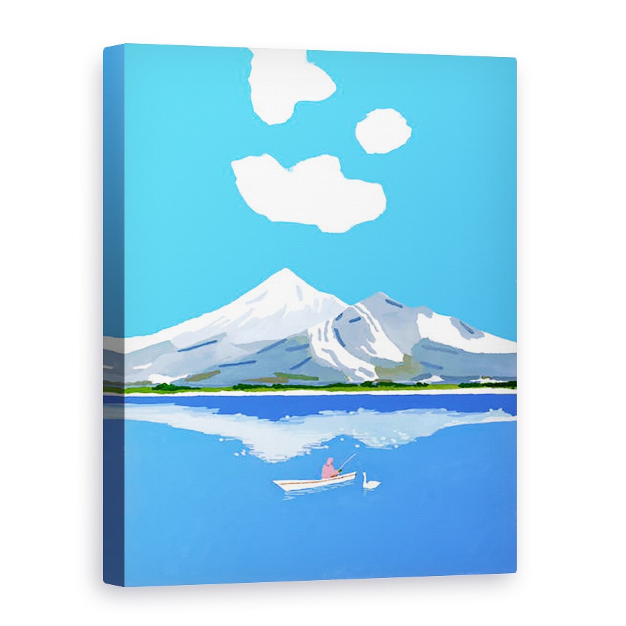 Tablou canvas - Hiroyuki Izutsu - Pescuitul pe lacul de iarna, 75 x 100 cm