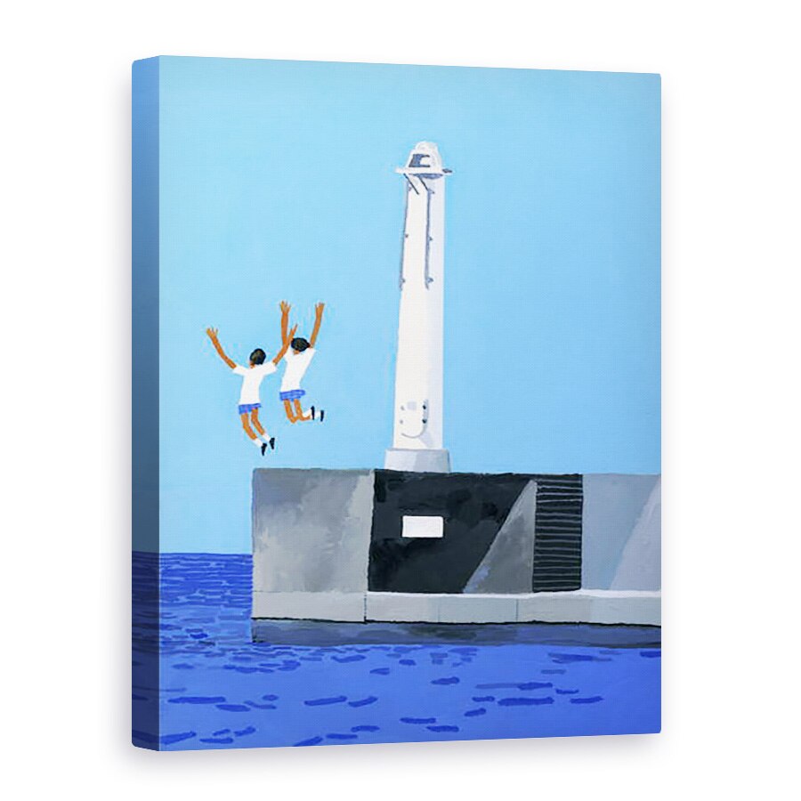 Tablou canvas - Hiroyuki Izutsu - O fata sarind la dig, 75 x 100 cm