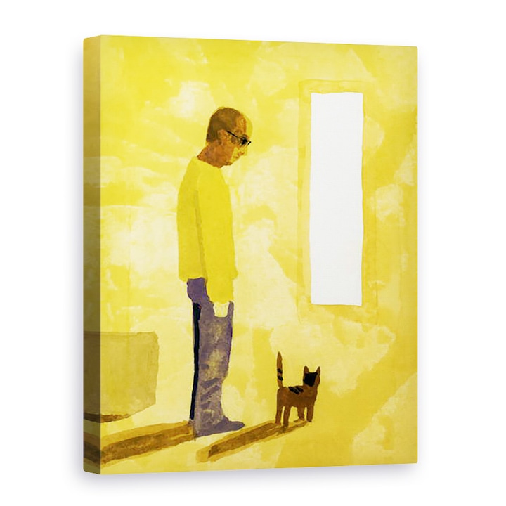 Hiroyuki Izutsu - A szoba, ahol a költözés befejeződött. Egy férfi macskával 、 2017,, Vászonkép, 75 x 100 cm