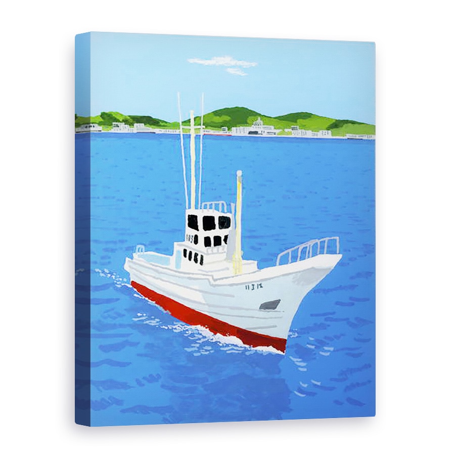 Tablou canvas - Hiroyuki Izutsu - Barca de pescuit si port, 75 x 100 cm
