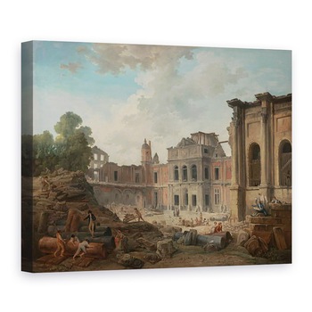 Tablou canvas - Hubert Robert - Demolarea castelului Meudon, 60 x 80 cm Tablou canvas - Hubert Robert - Demolarea castelului Meudon, 60 x 80 cm