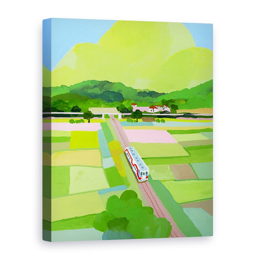 Tablou canvas - Hiroyuki Izutsu - Mare munte verde si camp de orez, 50 x 70 cm