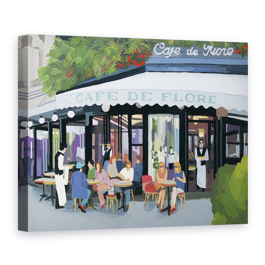 Tablou canvas - Hiroyuki Izutsu - Paris cafenea si garcon si oaspeti, 75 x 100 cm