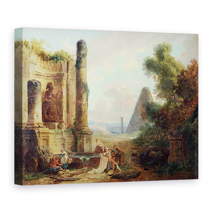 Tablou canvas - Hubert Robert - Fantana Minerva, Roma, 75 x 100 cm