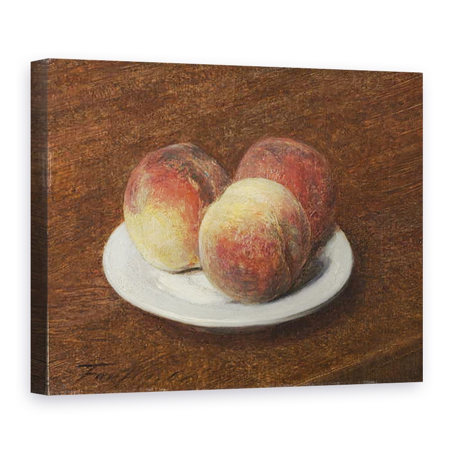 Tablou canvas - Ignace Henri Jean Fantin-Latour - Trei piersici pe o farfurie, 60 x 80 cm
