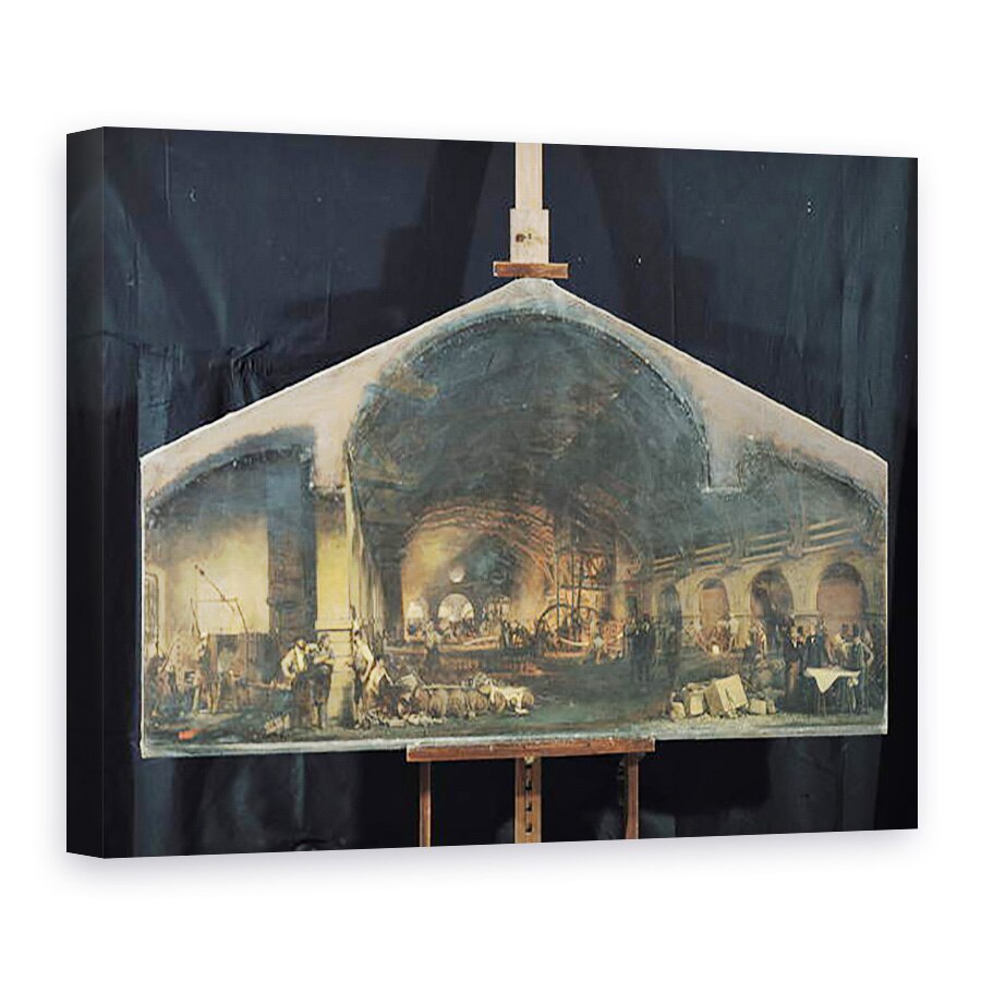 Tablou canvas - Ignace Francois Bonhomme - Interiorul Forjei de la Fourchambault, 75 x 100 cm