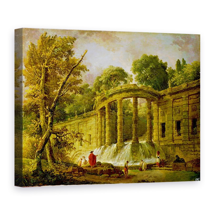 Tablou canvas - Hubert Robert - Pavilion cu cascada, 75 x 100 cm