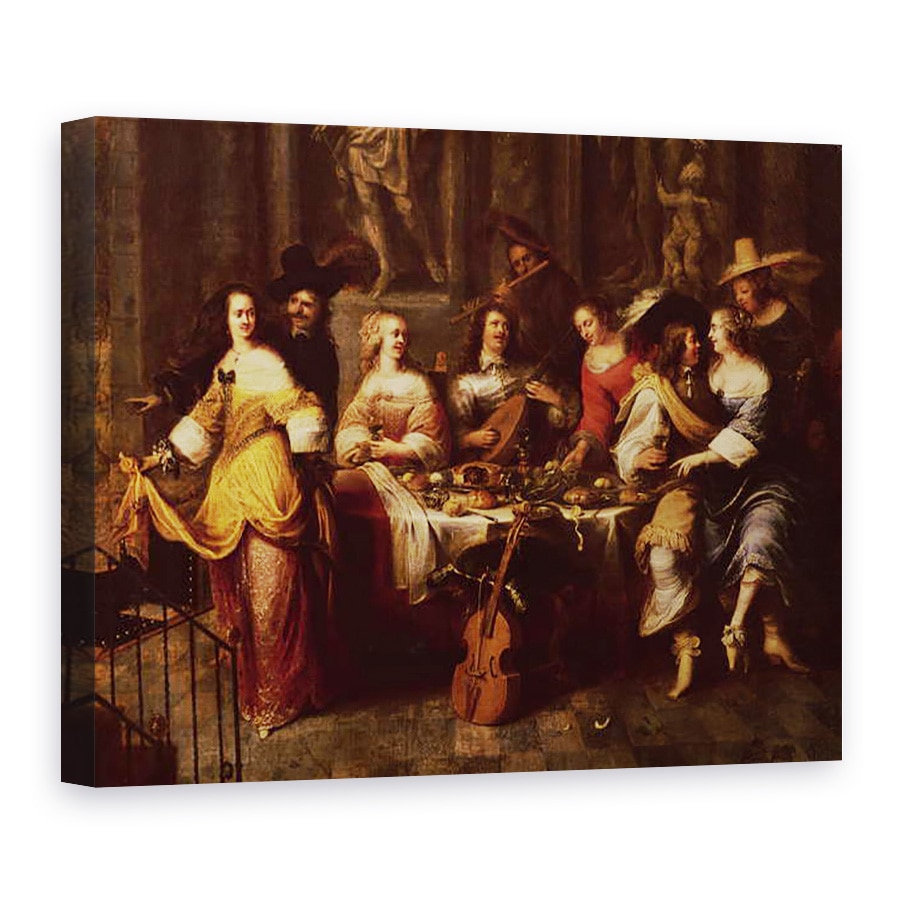 Tablou canvas - Hieronymus Janssens - Masa de vacanta, 75 x 100 cm