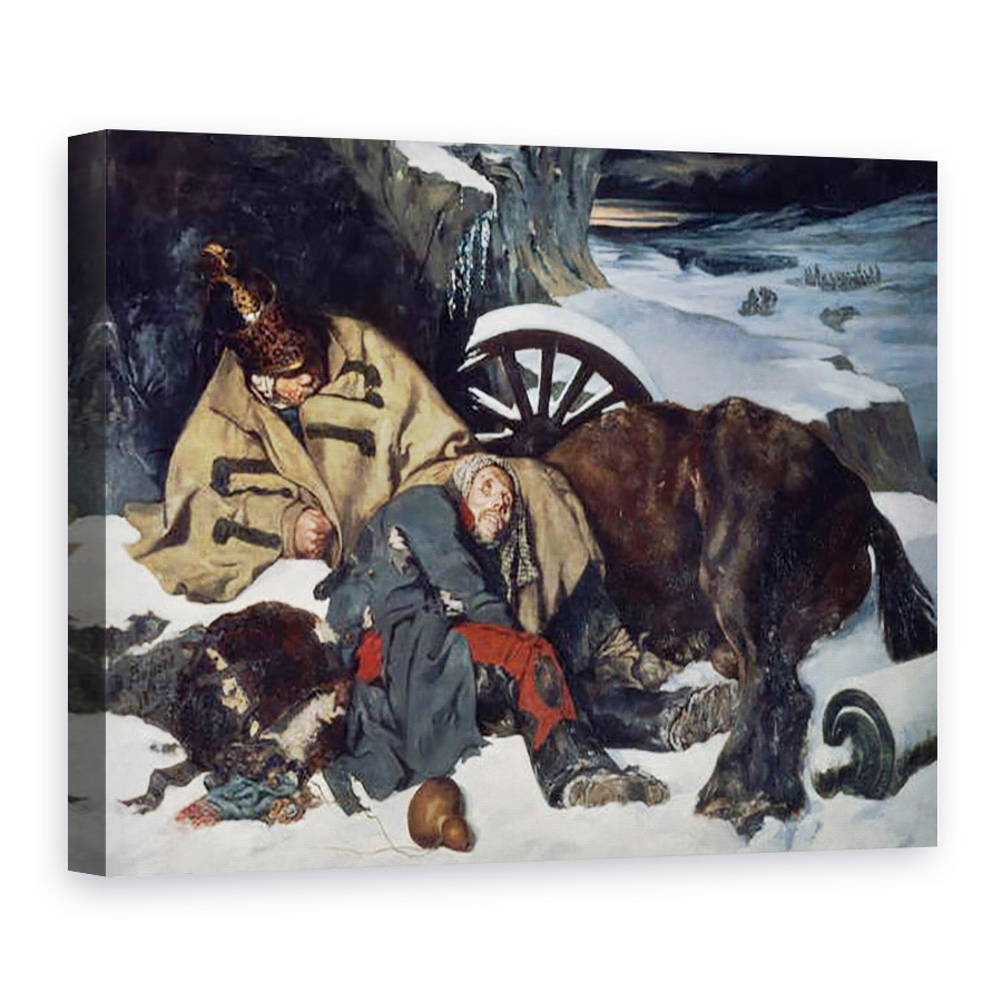 Tablou canvas - Joseph Fernand Boissard de Boisdenier - Scena din retragerea din Rusia, 50 x 70 cm