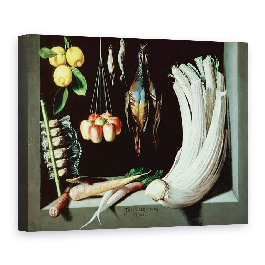 Tablou canvas - Juan Sanchez Cotan - Natura moarta cu pasari moarte, fructe si legume, 75 x 100 cm