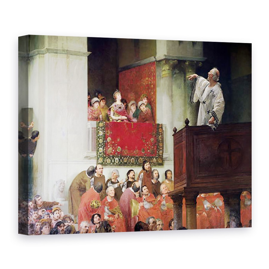 Tablou canvas - Joseph Wencker - Sfantul Ioan Chrystomos c.347-407 Predica inaintea imparatesei Eudoxia c.404 c.1880, 60 x 80 cm