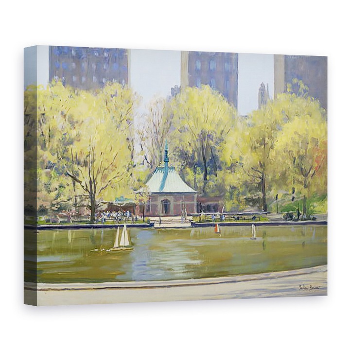 Julian Barrow - A csónakázási tó, Central Park, New York, Vászonkép, 50 x 70 cm