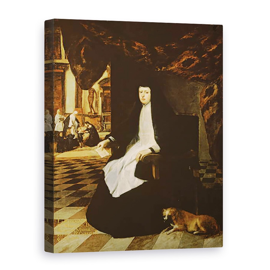 Tablou canvas - Juan Bautista Martinez del Mazo - Portretul Reginei Mariana a Spaniei b.1631 in doliu, 60 x 80 cm