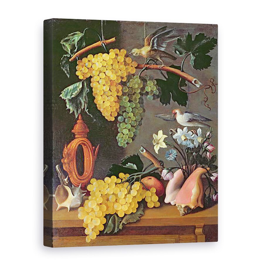 Tablou canvas - Juan de Espinosa - Natura moarta cu struguri, pasari, 50 x 70 cm