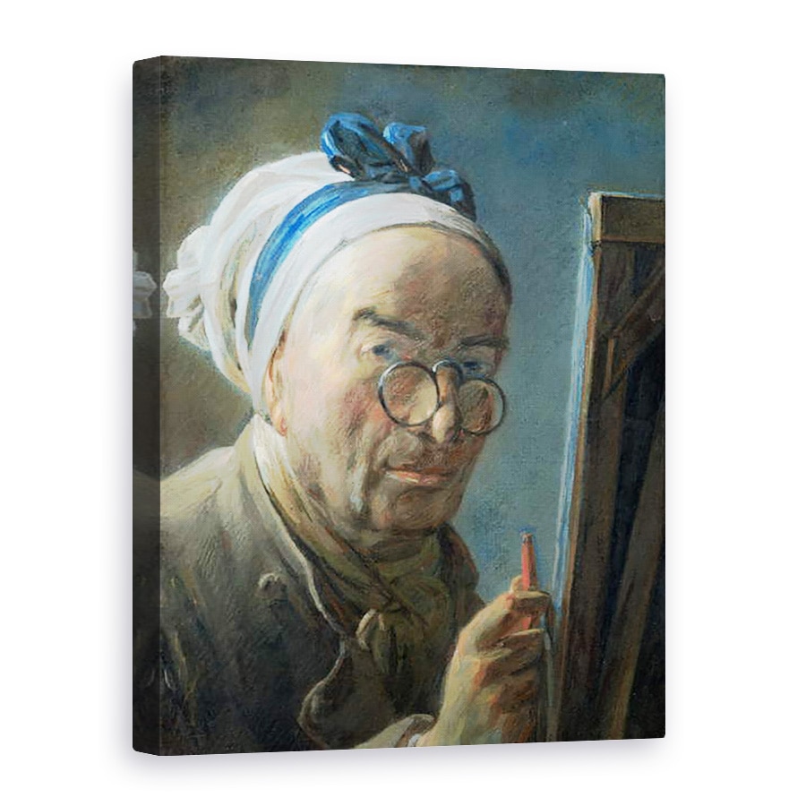 Tablou canvas - Jean-Baptiste Simeon Chardin - Autoportret cu un sevalet, 50 x 70 cm