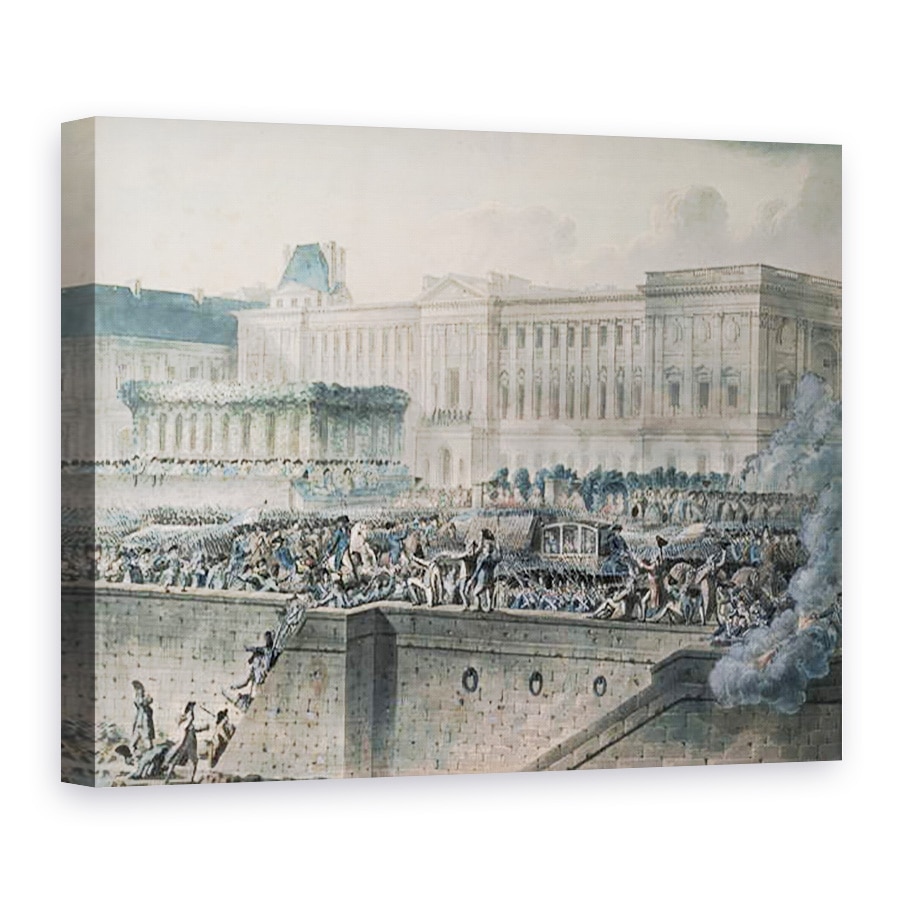 Tablou canvas - Jean-Pierre Houel - Sosirea lui Ludovic al XVI-lea 1754-93 in fata Luvru, 60 x 80 cm