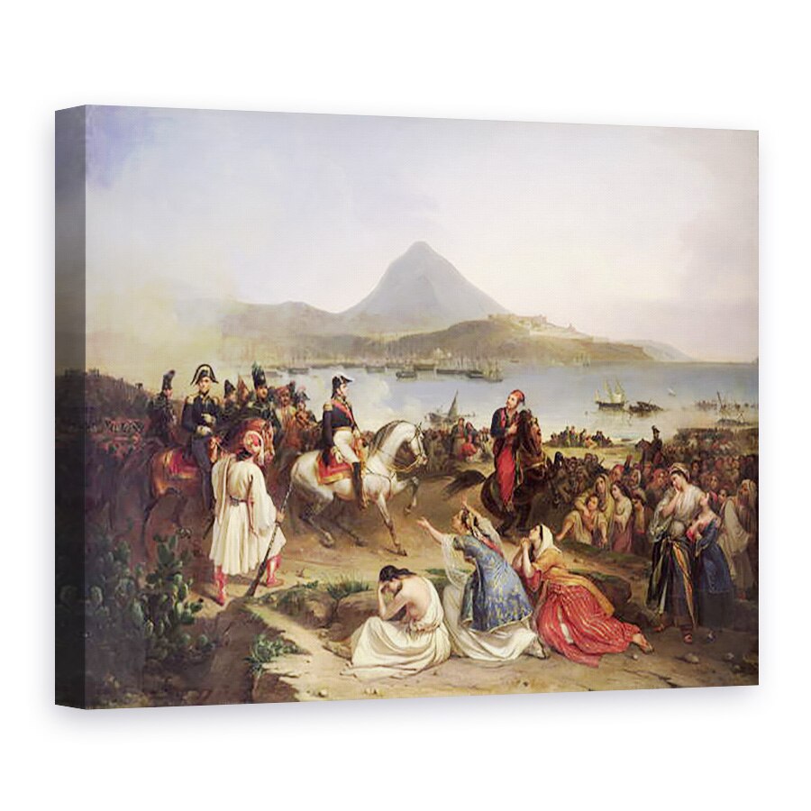 Tablou canvas - Jean Charles Langlois - intalnire intre generalul Nicolas Joseph Maison 1771-1840 si Ibrahim Pasha 1789-1848 la Navarino, septembrie 1828, 50 x 70 cm