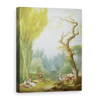 Tablou canvas - Jean-Honore Fragonard - Un joc de cai si calaret, 50 x 70 cm Tablou canvas - Jean-Honore Fragonard - Un joc de cai si calaret, 50 x 70 cm