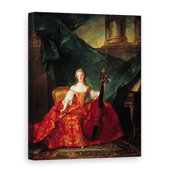 Jean-Marc Nattier - Madame Henriette de France 1727-52 udvari jelmezben basszusgitárral, Vászonkép, 50 x 70 cm