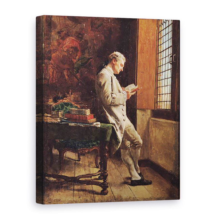 Tablou canvas - Jean-Louis Ernest Meissonier - Cititorul in alb, 50 x 70 cm