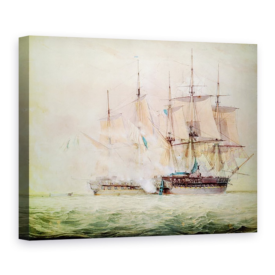 Tablou canvas - John Christian Schetsky - imbarcarea la Chesapeake, 60 x 80 cm