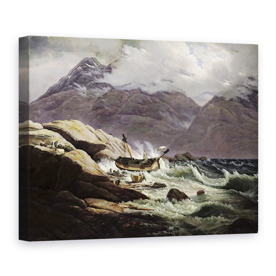 Tablou canvas - Johan Christian Dahl - Naufragiu pe coasta norvegiana, 75 x 100 cm