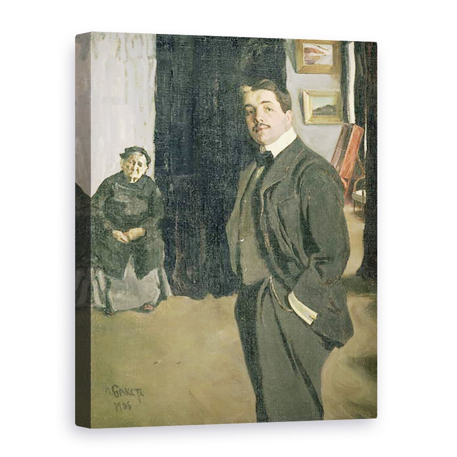 Tablou canvas - Leon Bakst - Portretul lui Serghei Pavlovici Diaghilev 1872-1929 cu asistenta sa, 60 x 80 cm