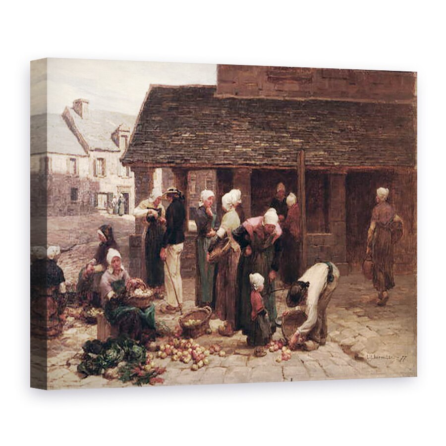 Tablou canvas - Leon Augustin Lhermitte - Piata Ploudalmezeau, Bretania, 60 x 80 cm