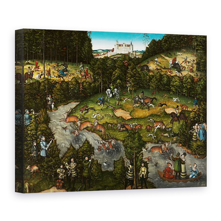 Tablou canvas - Lucas Cranach the Elder - Vanatoare langa Castelul Hartenfels, 75 x 100 cm