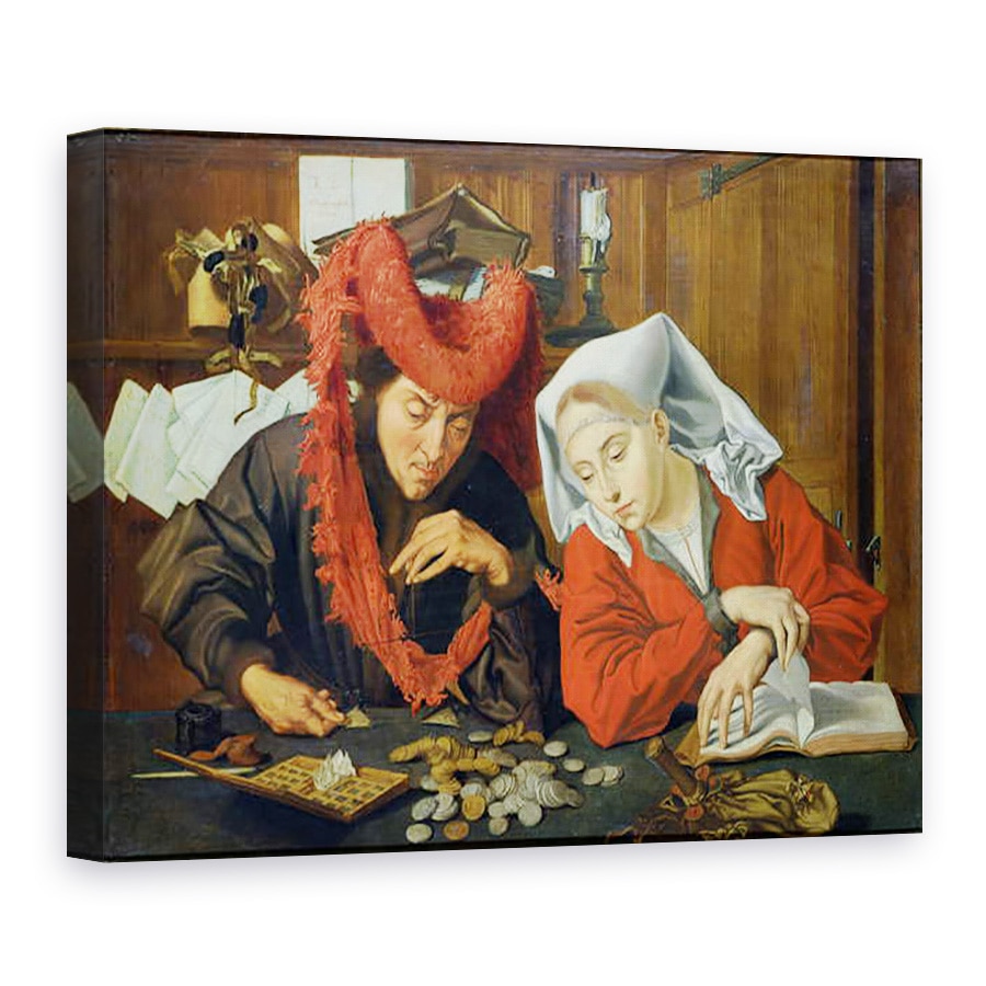 Tablou canvas - Marinus van Reymerswaele - Bancherul si sotia sa, 75 x 100 cm