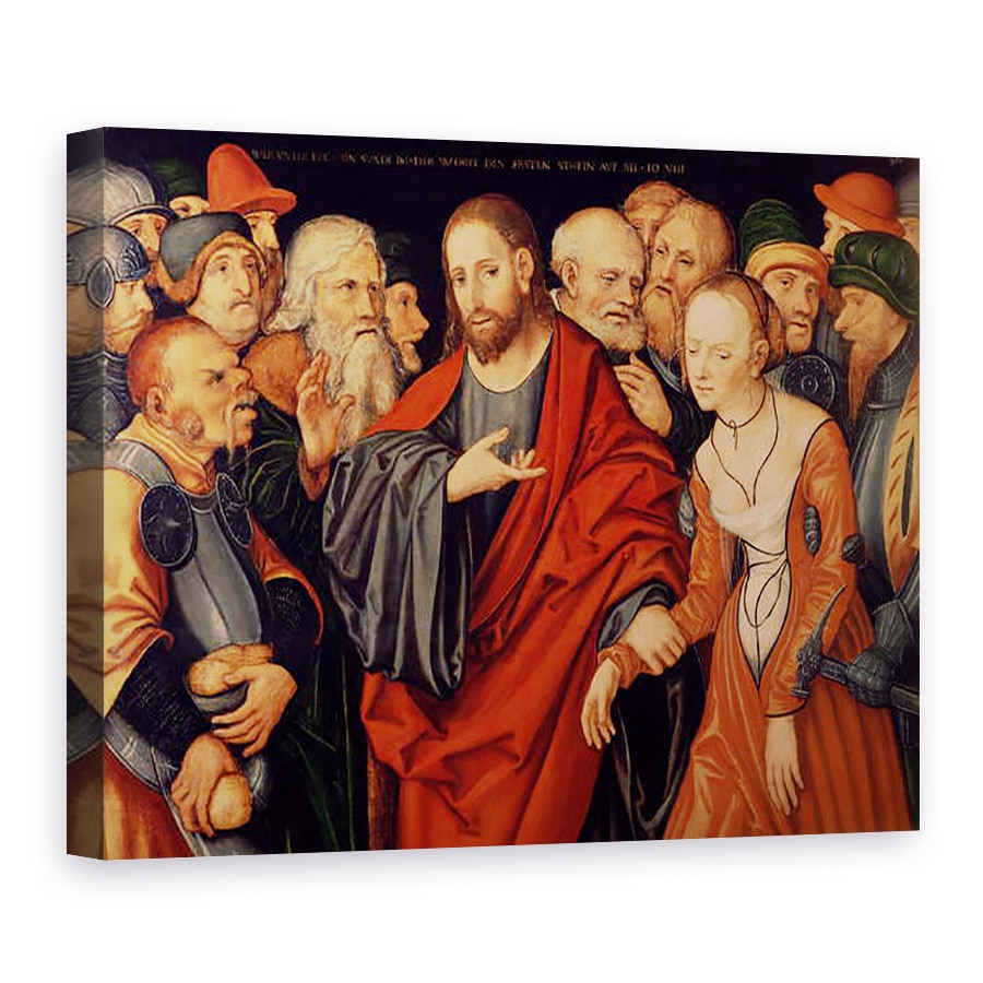 Tablou canvas - Lucas Cranach the Elder - Hristos si femeia luate in adulter, 60 x 80 cm