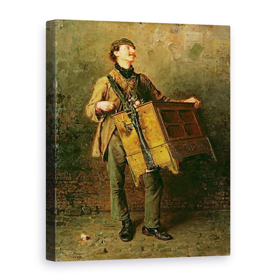 Tablou canvas - Ludwig Knaus - Omul Hurdy-Gurdy, 75 x 100 cm