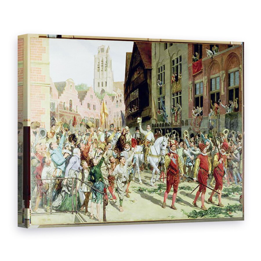 Tablou canvas - Lucien Alphonse Gros - Sosirea triumfala in Rotterdam a Printului Maurice de Orange-Nassau dupa batalia de la Nieuwpoort din 1600, 75 x 100 cm
