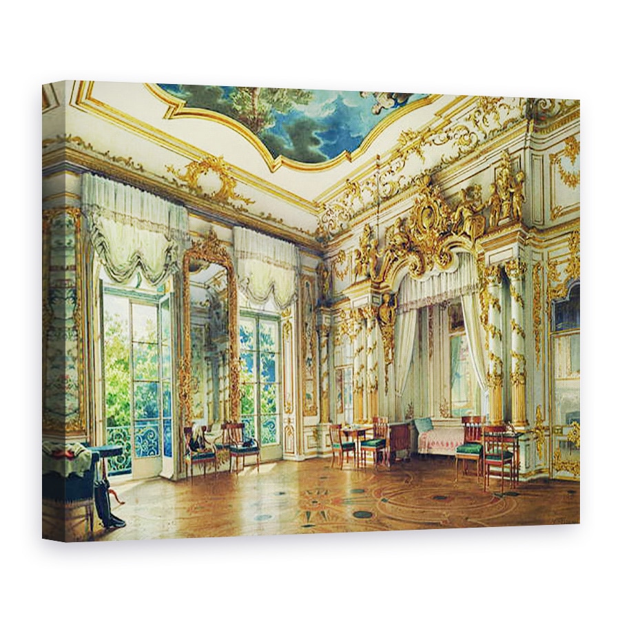 Tablou canvas - Luigi Premazzi - Dormitorul tarului Alexandru I in Palatul Alexandru, tarskoye Selo, 75 x 100 cm