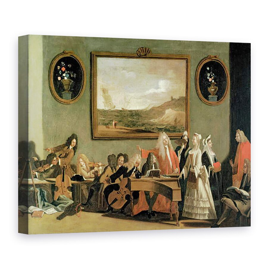 Tablou canvas - Marco Ricci - Repetitia unei opere, despre care se spune ca este Pyrrhus si Demetrius, desfasurata in sala de practica a teatrului Haymarket, 75 x 100 cm