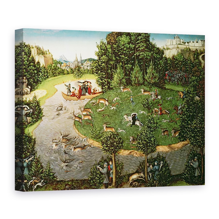 Tablou canvas - Lucas Cranach the Elder - Vanatoarea cerbului Elector Friedrich al III-lea intelept, 75 x 100 cm