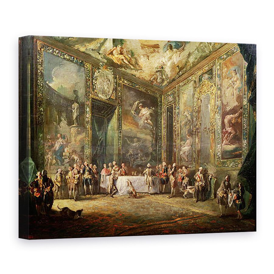 Tablou canvas - Luis Paret y Alcazar - Charles al III-lea 1716-88 de Borbon, pranzul in fata Curtii sale, 75 x 100 cm