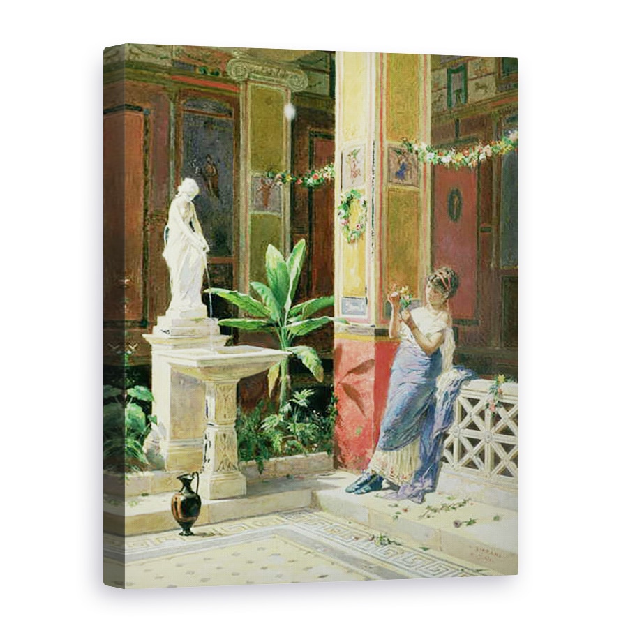 Tablou canvas - Luigi Bazzani - intr-o curte in Pompei, 75 x 100 cm