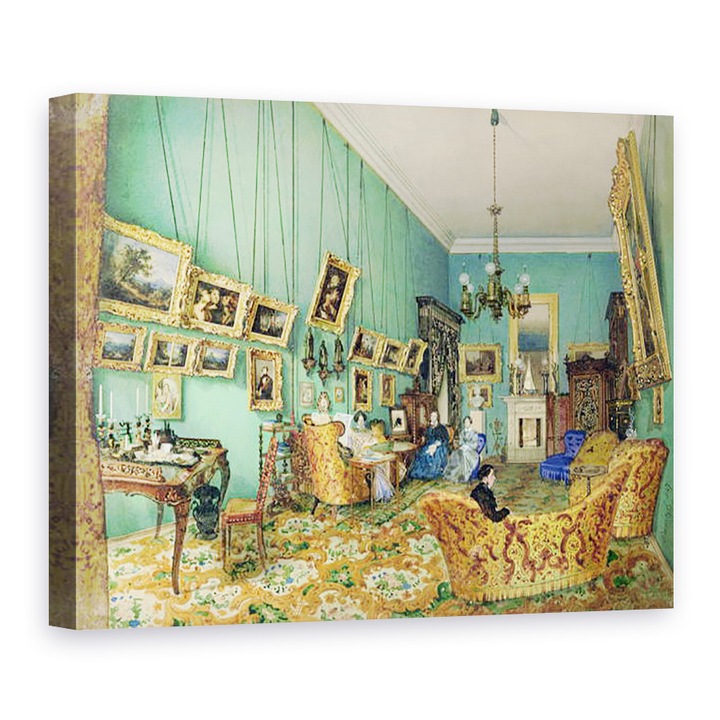 Tablou canvas - Luigi Premazzi - Interiorul unei camere de zi, 75 x 100 cm