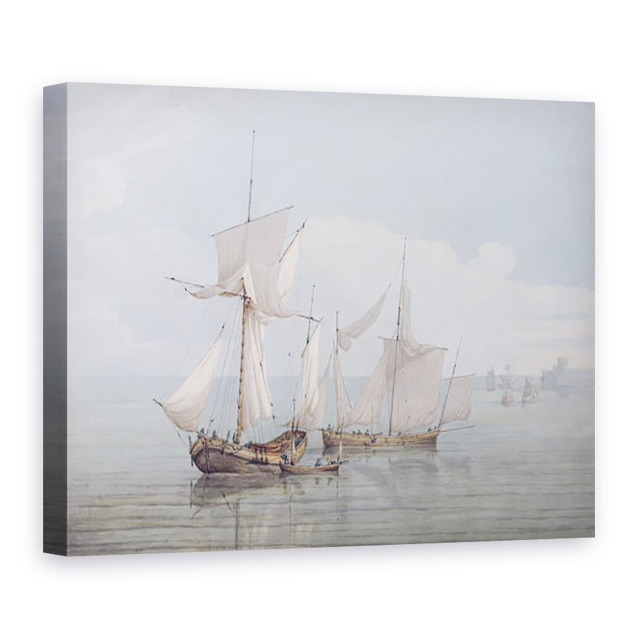 Tablou canvas - John Thomas Serres - Un Hoy si un Lugger cu alte transport maritim pe o mare calma, 75 x 100 cm