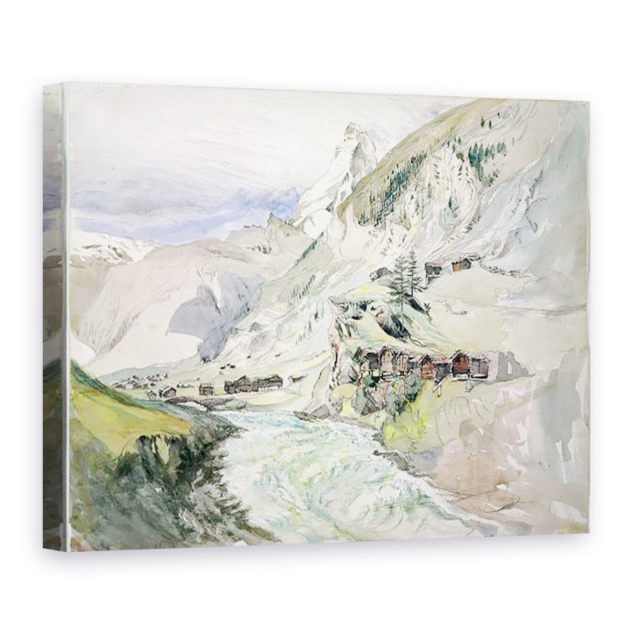 Tablou canvas - John Ruskin - O Valea Alpina, Matterhorn in departare, 60 x 80 cm