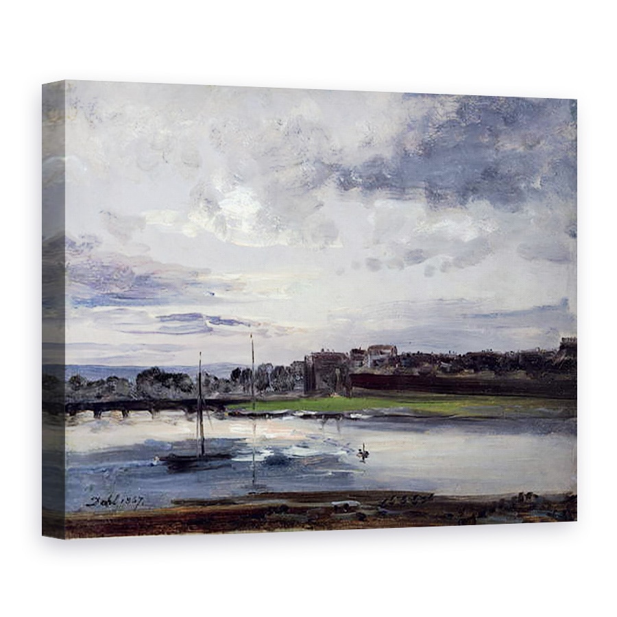 Tablou canvas - Johan Christian Dahl - Elba si orasul nou, Dresda, in lumina serii, 75 x 100 cm