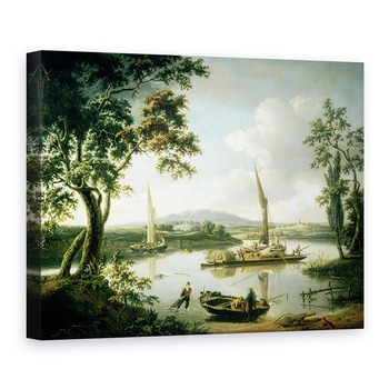 Tablou canvas - John Thomas Serres - Vedere a Tamisa de la Keen Edge Ferry, Shillingford - Privind peste Dorchester si dealurile Sinodun, 50 x 70 cm Tablou canvas - John Thomas Serres - Vedere a Tamisa de la Keen Edge Ferry, Shillingford - Privind peste Dorchester si dealurile Sinodun, 50 x 70 cm