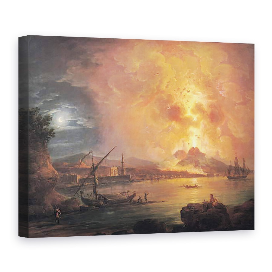 Tablou canvas - Jean Baptiste Genillion - Eruptia Vezuviului, 50 x 70 cm