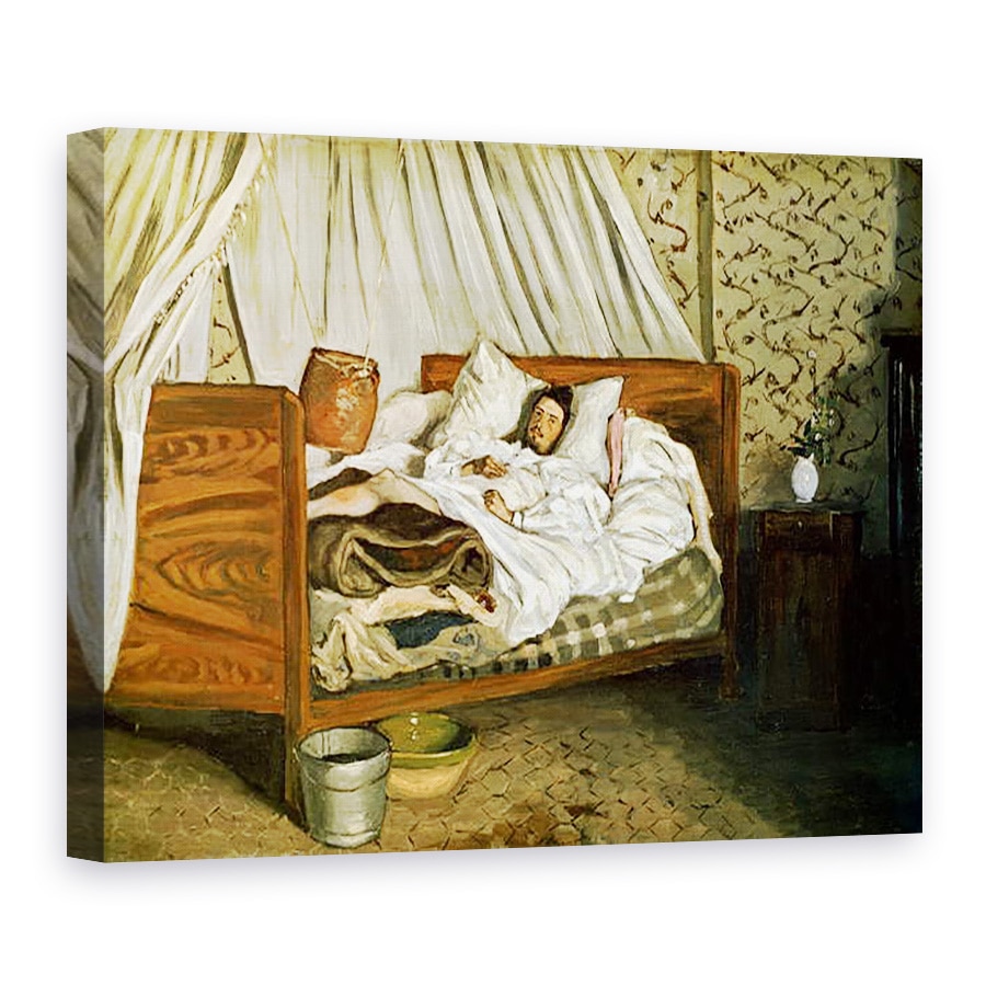 Tablou canvas - Jean Frederic Bazille - Ambulanta improvizata, Pictorul Monet ranit la Chailly-en-Biere, 60 x 80 cm