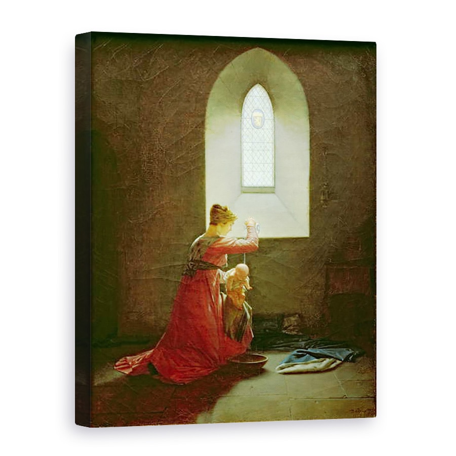 Tablou canvas - Jean Baptiste Mallet - Genevieve de Brabant Botezandu-si Fiul in inchisoare, 50 x 70 cm