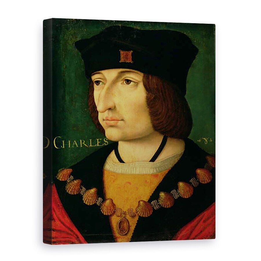 Tablou canvas - Jean Bourdichon - Portretul lui Carol al VIII-lea 1470-98 Regele Frantei ulei pe panou, 60 x 80 cm
